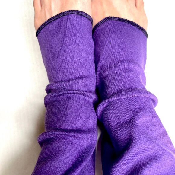 Purple Thigh Highs Ribbed Knit Leg Warmers Long Cotton Knee Socks Covers Legging - Picture 7 of 9